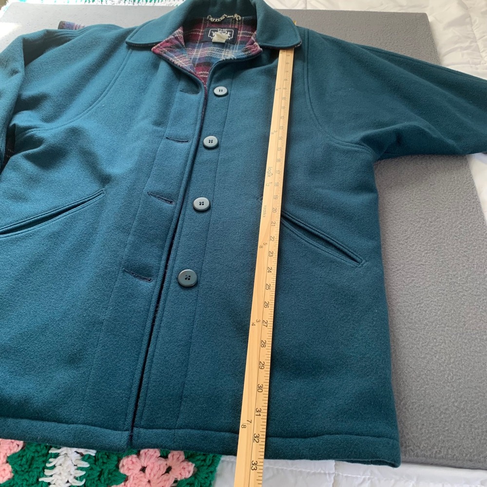 Vintage Woolrich Woman Wool Coat Jacket w/ Scarf Small Green Plaid Lined USA - Picture 10 of 11
